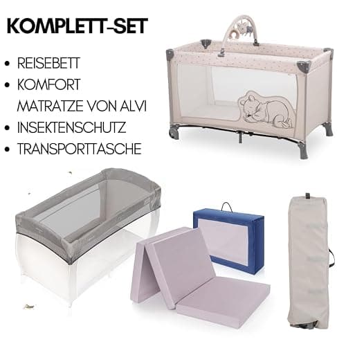 Hauck Reisebett Set Dream`n Play Go inkl. Alvi Reisebett-Matratze & Insektenschutz - Disney - Pooh Rainbow Beige - Beige thumbnail 3
