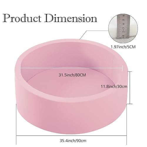 SHJADE Ball Pit for Toddlers, 35.4"x 11.8" Foam Ball Pits, Indoor Soft Round Baby Playpen for Children, Ideal Gift for Toddlers, Pink, (Balls not Included) thumbnail 3