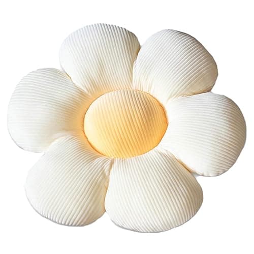 STAR FIRE Blumenkissen, blumenförmige Wurfkissen, Blumenbodenkissen, Zierkissen, Stuhlkissen Zierkissenbezüge Raumdekoration Plüschkissen für (45cm (17.7inch), Beige/Yellow) - Image 1