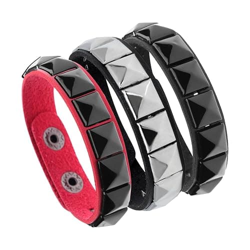 Eigso Leather Punk Rock Cuff Bracelets for Men Women Retro Vintage Chain 80s Wristband Set for Man Woman thumbnail 6