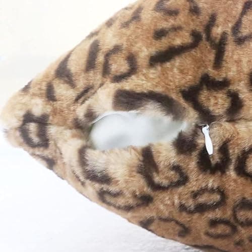 Entua Faux Fur Throw Pillows, Set of 2 Decorative Square Couch Pillow Covers, 20x20 Leopard Cheetah Print Luxury Soft Plush Pillowcase for Sofa, Bed & Living Room Decor, Brown Gold thumbnail 7