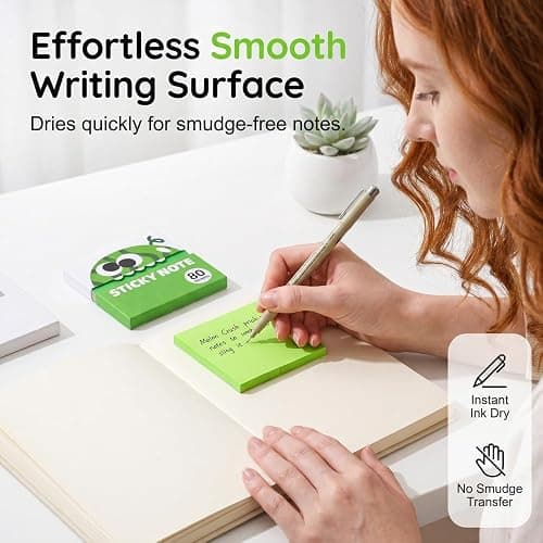 Glitter Transparent Sticky Notes, 2026 New Cartoon Pull Out Sticky Notes for Desk Office Supplies, Portable Square Sticky Memo Pads for School Students (A) thumbnail 4