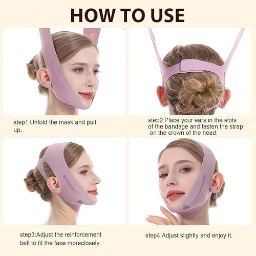 V-Line Lifting Mask, Chin Strap for Sleeping, Jawline Wrap, Medium, Pink thumbnail 5