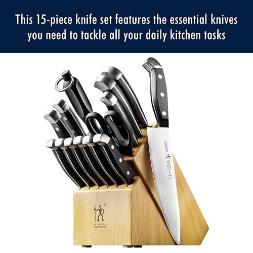 HENCKELS Premium Quality 15-Piece Knife Set with Block, Razor-Sharp, German Engineered Knife Informed by over 100 Years of Masterful Knife Making, Lightweight and Strong, Dishwasher Safe thumbnail 3