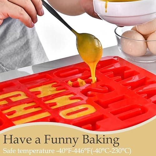 2pcs Silicone Letter Cake Mold BPA Free, Non-Stick Chocolate Mold Soft and Easy to Release, Decorating Silicone Red Mold Cake Baking Utensils Good Toughness DIY Ice Tray Kitchen Cake Pans thumbnail 4