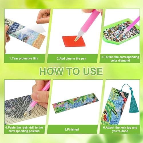 6 Pieces Diamond Art Painting Bookmarks Bohemian Diamond Art Bookmarks for Book Lovers DIY 5D Diamond Bookmark for Home Office School Class Project thumbnail 5