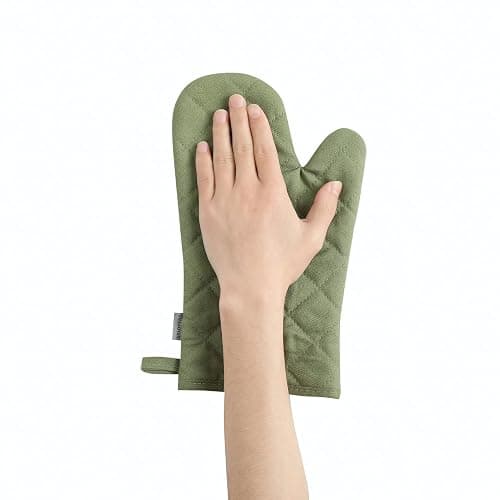 Oven Mitts and Pot Holders 4 pcs Set,High Heat Resistant 500 Degree Extra Thicken Long Kitchen Cotton Oven Glove for Cooking (12 Inch,Green) thumbnail 2