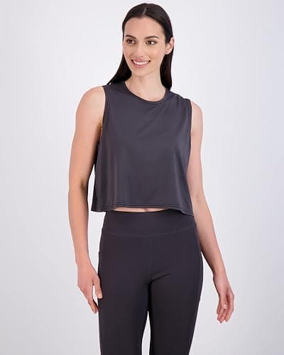 Real Essentials 5 Pack: Women's Dry Fit Crop Summer Tank Top - Gym Yoga Workout Sports Tee (Available in Plus Size) - Standard - XX-Large - Set 9 thumbnail 3