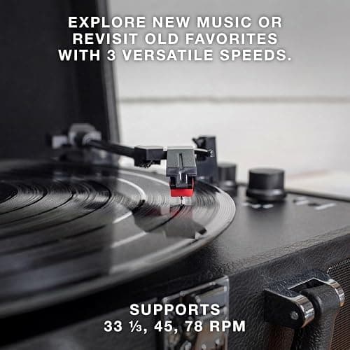 Victrola Journey Bluetooth Portable Suitcase Record Player – with Built-in Speakers, 3 Speed Vinyl Record Player, RCA Out, Headphone Jack (Turquoise) thumbnail 3