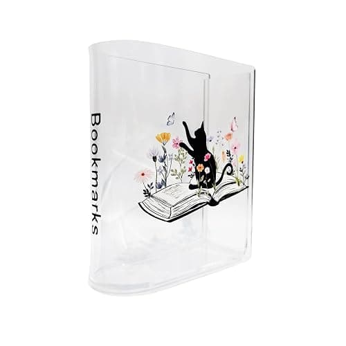 Bookmarks Holders Bookshelf Bookcase Decor, Home Office Desk Organizer, Book Marks Pen Pencil Holder, Friends Book Lover Gifts (Cat) - Image 1