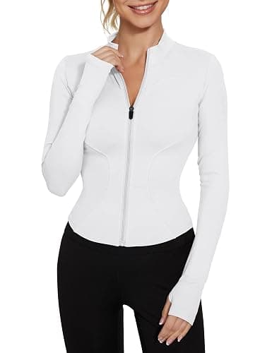 LUYAA Women's Workout Jacket Lightweight Zip Up Yoga Jacket Cropped Athletic Slim Fit Tops - Image 1