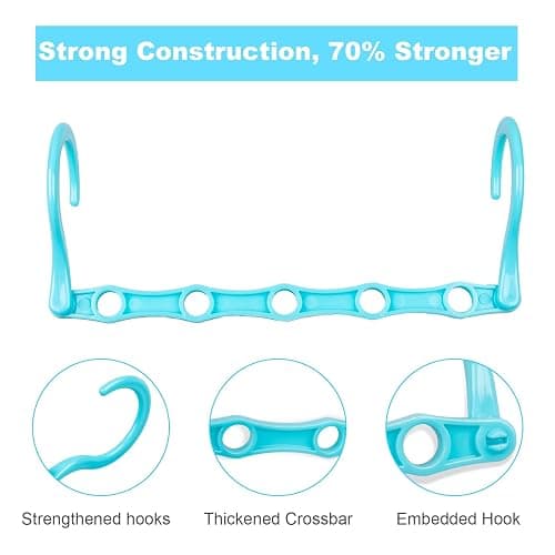 DUCOO 10 PCS Space Saving Hangers, 5-Hole Magic Hangers - Sturdy Plastic Hanger, Closet Organizers for Clothes Storage, College Dorm Essentials, Home Organization (Color) - Multicolor thumbnail 4