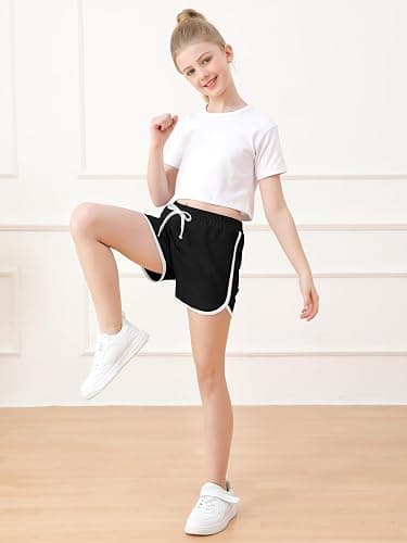 Resinta 5 Packs Girls Cotton Athletic Shorts Toddler Summer Running Shorts Dolphin Yoga Shorts for Kids thumbnail 3