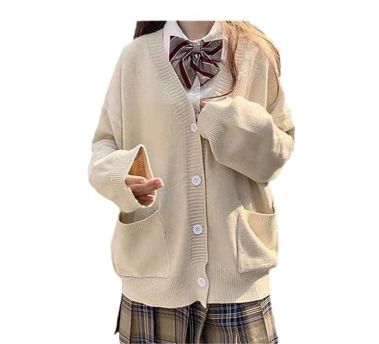 TXYJJP Womens Japanese Cute Kawaii Knitted Cardigan Sweater Cosplay Long Sleeve Button Down JK School Uniform Jacket thumbnail 3