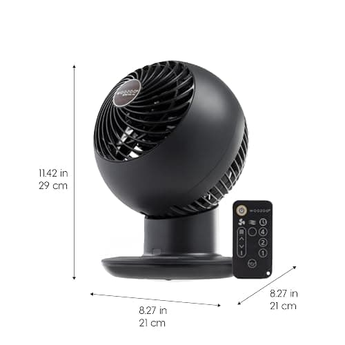 IRIS USA WOOZOO Air Circulator Fan with Remote, Oscillation, 5 Speeds, 82ft Max Air Distance, 90° Adjustable Tilt, 30db Quiet Motor, Small Fan for Bedroom, Office, Dorm, Black - 5-Speed - Black thumbnail 2