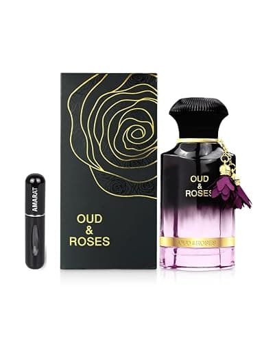 Oud & Roses Eau de Parfum, 60 ml, arabisches Parfüm, Unisex, lange Lebensdauer, inkl. nachfüllbarem Zerstäuber, 5 ml, orientalische Rose mit edlen Hölzern und Bernstein (Oud & Roses) - Image 1