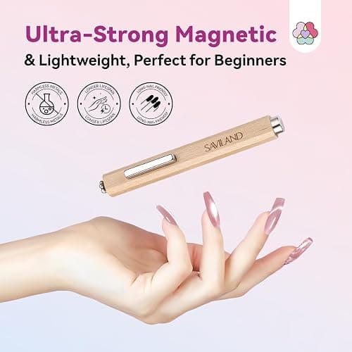 SAVILAND Cat Eye Magnetic for Nail: 3-in-1 Cat Eye Gel Nail Polish N35 Neodymium Strong Suction Magnet Wand Stick Diverse Effect Double Ended Manicure Salon Design Art Tools Set Accessories thumbnail 5