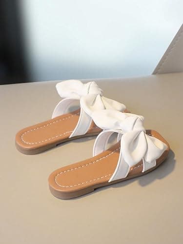 GORGLITTER Girl's Bow Sandals Open Toe Summer Dress Flat Sandals - 12.5 Big Kid - Brown thumbnail 3