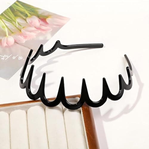 Treayes 2025 New U Shape Fashion Tooth Hair Comb Headband, 2PCS High Cranium Headbands for Women's Hair, Reversible Korean Headbands with Teeth for Women Gifts for Teen Girls (Black+Black) thumbnail 5