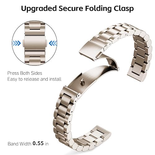 Koazon Metal Watch Band Compatible with Garmin Lily 2 Active/Lily 2 for Women,14mm Slim Adjustable Stainless Steel Elegant Chain Replacement Bracelet for Lily 2/2 Active Smartwatch Accessory thumbnail 4
