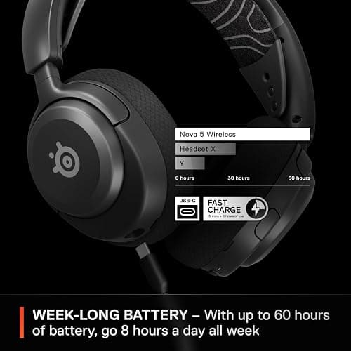 SteelSeries Arctis Nova 5 Wireless Multi-System Gaming Headset — Neodymium Magnetic Drivers — 100+ Audio Presets — 60 HR Battery — 2.4GHz or BT — ClearCast Gen2.X Mic — PC, PS5, PS4, Switch, Mobile thumbnail 5
