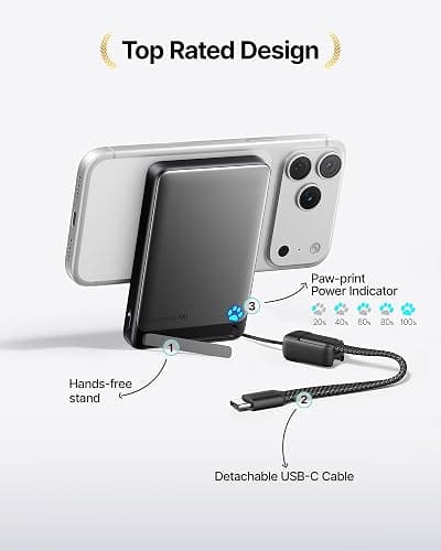 INIU for MagSafe Slimmest Portable Charger, Original Qi2 Certified Wireless Fast Charging, 10000mAh 45W Power Bank with USB C Cable, Flight-Safe Battery Pack for iPhone 17-12 Series, Black thumbnail 5