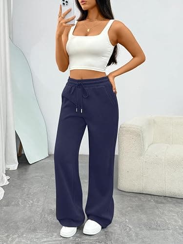 Trendy Queen Womens Sweatpants Baggy Wide Leg Barrel Pants Lounge Comfy Palazzo Joggers with Pockets thumbnail 6