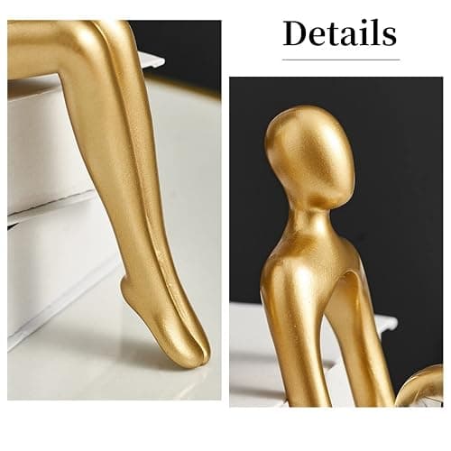 Prettidecor Gold Home Decor Thinker Statue Accents, Set of 3 Thinker Sculptures Office Decor Modern Abstract Resin Decoration on Shelf Table Desk for Living Room Office Bedroom (Large Gold) thumbnail 5