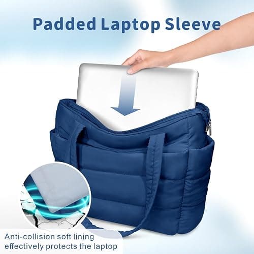 TOPDesign Puffer Tote Bag for Women, Lightweight Puffy Handbag with Compartments, Quilted Shoulder Bag for Work, Travel, Gym thumbnail 6
