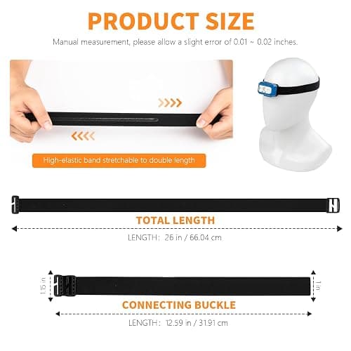 Ahuliao Headlamp Strap Replacement Headband for Black Diamond, Petzl, Princeton Tec, Energizer, Fenix, Pelican, Streamlight Elastic Headlamps 1” Width - 2 Pack thumbnail 4