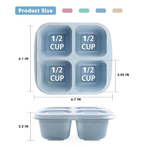 TurtingAs Snack Containers, 4 Pack Reusable Bento Snack Box, 4 Compartments Meal Prep Lunch Containers for Kids Adults, Divided Food Storage Containers for School Work Travel thumbnail 2