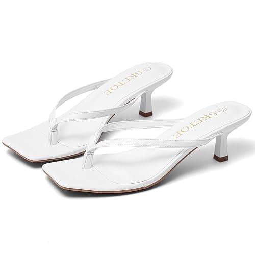 SKETOE Kitten Heels for Women Square Toe Sandals Flip Flop Heels Thong Sandals Comfortable Summer 2 Inch Heels Sandals thumbnail 4