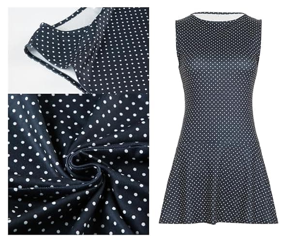 JOLILUNA Polka Dot Mini Dress for Women Sleeveless Round Neck Bodycon Flared Hem Casual Summer Outfit 2025 thumbnail 7