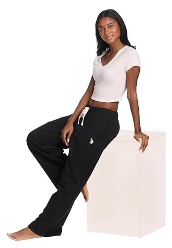 U.S. Polo Assn. Womens Sweatpants with Pockets, French Terry Womens Joggers Wide-Leg Sweats thumbnail 7