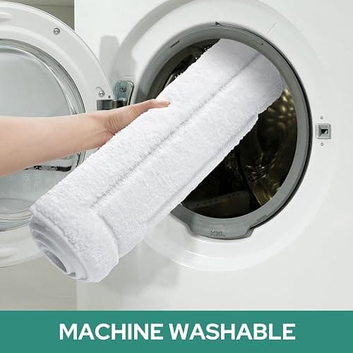 HOMEIDEAS Bathroom Rugs Sets 3 Piece, Super Soft and Absorbent Non Slip Microfiber Toilet Bath Mat with U-Shaped (White) - Loop- White thumbnail 7