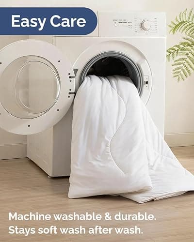 Cooling Comforter Full/Queen Size - Cooling Blanket for Hot Sleepers and Night Sweats - Summer Comforter for Full & Queen Size Beds - Soft, Comfy, Breathable Cold Blanket for Sleeping - 90x90 (White) thumbnail 7