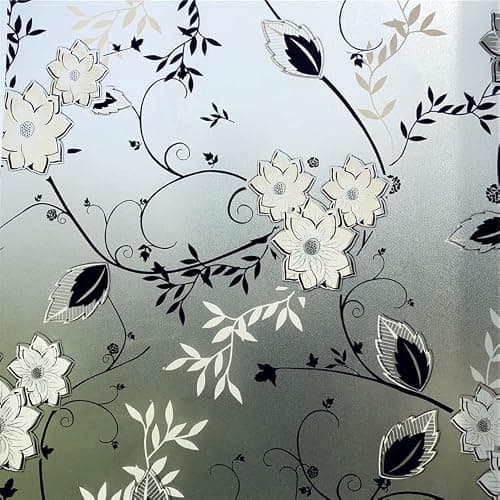 Hoonng Window Privacy Film for Glass, Floral Removable Static Film, 17.5x78.7 Inch - Image 1