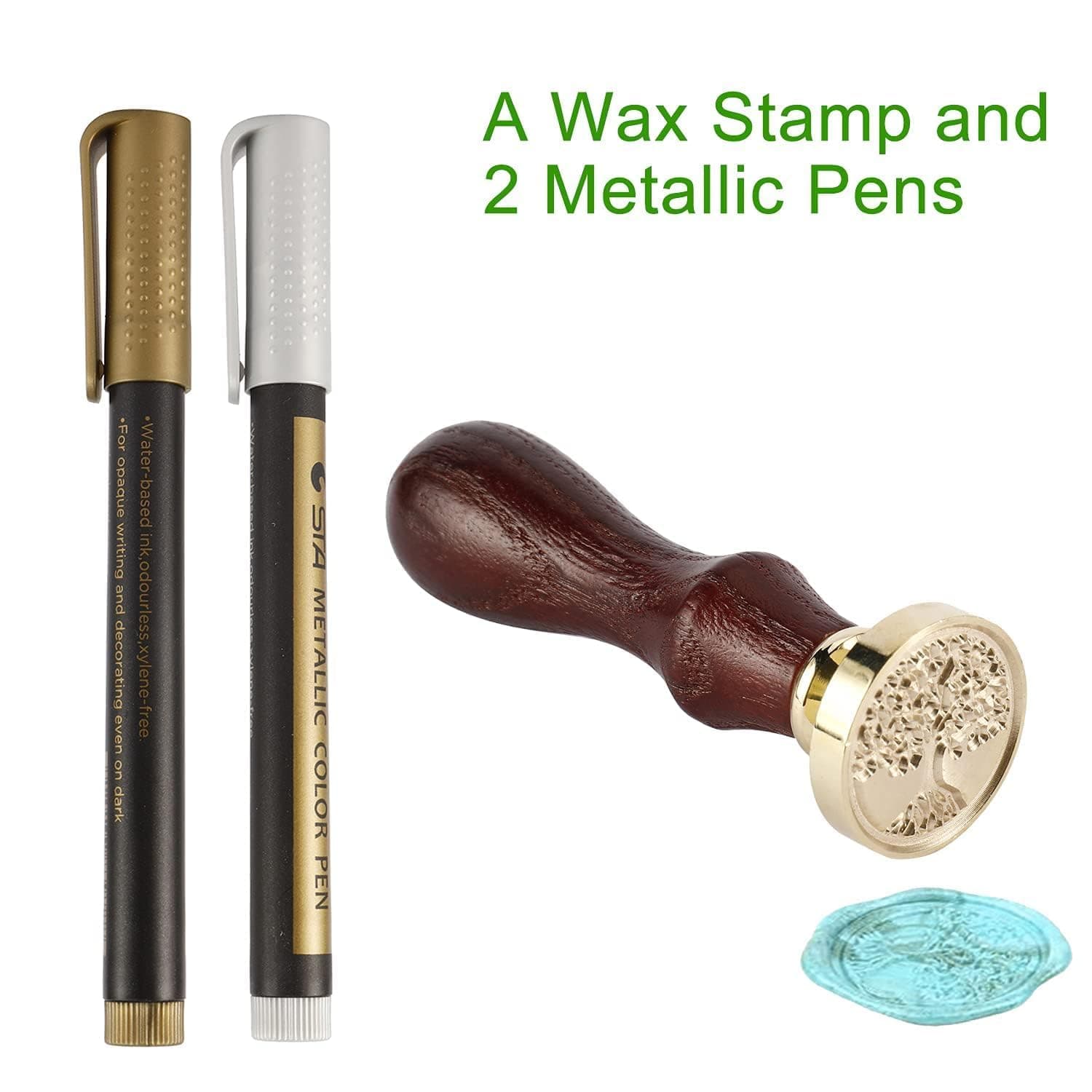 620Pcs Wax Seal Stamp Kit, Wax Seal Set with Wax Seal Beads, Sealing Wax Warmer, Vintage Envelopes, Wax Stamp and Metal Pen, Sealing Wax for Invitations, Cards, Envelopes, Gift Wrapping thumbnail 3