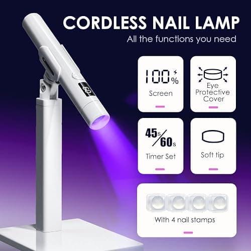 Mini UV Light for Gel Nails: Rechargeable Handheld UV Nail Lamp with Magnetic Stand, Flash Cure Light, Fast Curing, Suitable for Home Manicure and Salon thumbnail 2