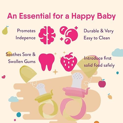 NatureBond Baby Food Feeder/Fruit Feeder Pacifier (2 Pack) - Infant Teething Teether | Includes Additional Silicone Sacs thumbnail 6