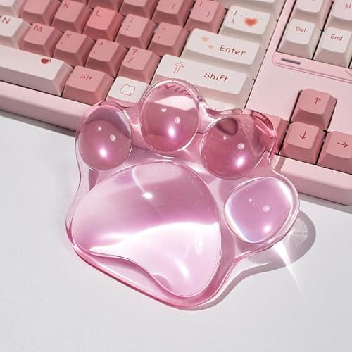 Cat Paw Mouse Wrist Rest, Pink Gel Clear Mouse Wrist Support Pad, Cute Ergonomic Wrist Cushion for Mouse, Soft Transparent Wrist Pain Relief for Office Home Desk Computer Mouse(Pink) thumbnail 6