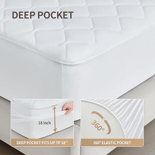 Bwarm Premium Quilted Heated Mattress Pad Twin XL Size, 39" x 80" Bed Warmer, 9 Heat Settings, 1-12 Hours Auto Off, Soft and Cozy, Deep Pocket, Fast Heating, Machine Washable - Quilted White - Twin XL thumbnail 6
