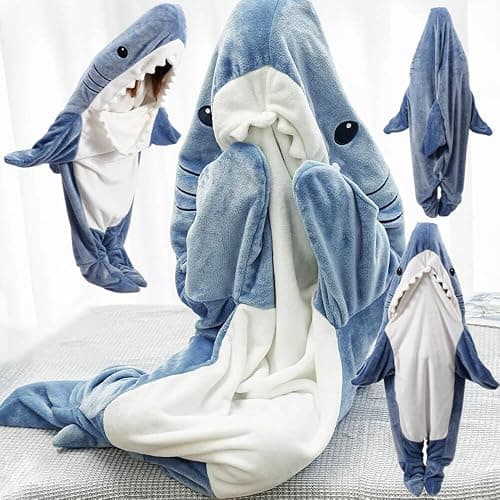 inkArts Shark Blanket Hoodie Onesie for Adult & Kid, Wearable Shark Sleeping Bag, Soft Cozy Onesie Costume thumbnail 3