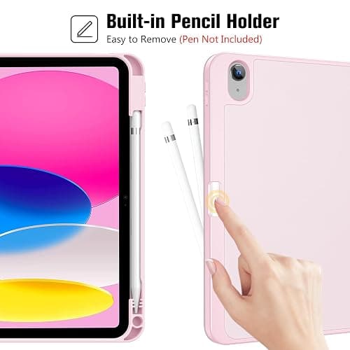 ProCase for iPad (A16) 11th Generation 11 Inch 2025/ iPad 10th Generation 10.9 Inch 2022 Case with Pencil Holder, Hybrid Cover with Soft TPU Back, Supports Touch ID, Auto Wake/Sleep -Lightpink thumbnail 3