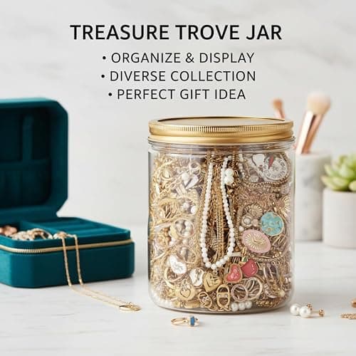 Perodlly Gold Mystery Jewelry Jar Set | 10-piece Mystery jar Set, Assorted Gold-tone Earrings, Rings, Necklaces, Gift-ready Packaging For Women. thumbnail 4
