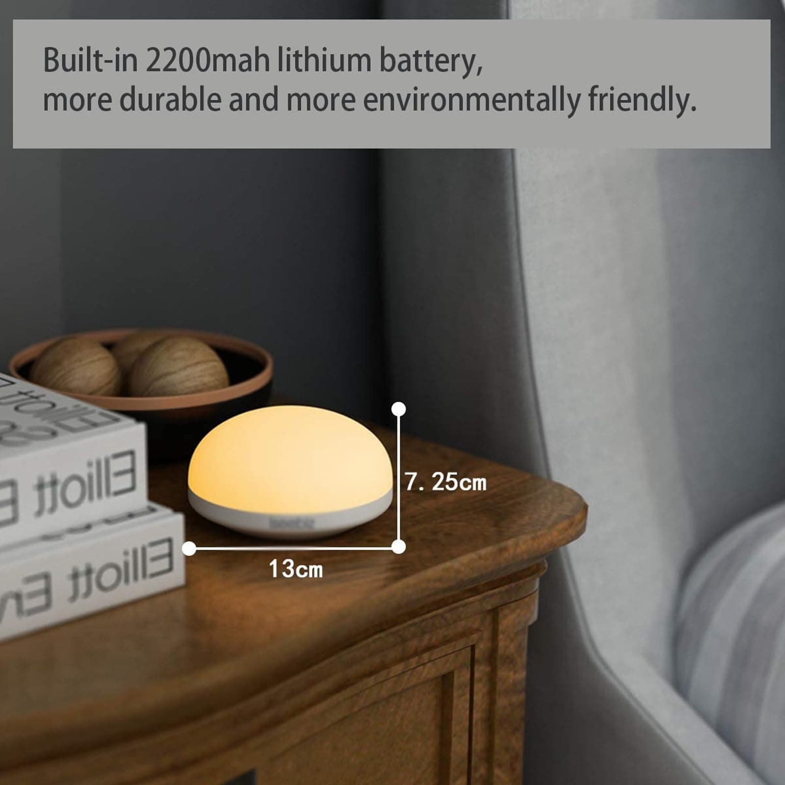 Night Light, Touch Lamp Bedside, Wireless Rechargeable LED Control Smart Bedside Table Lamp for Breastfeeding, Portable Baby Nursery Lamp, Eye Protection Indirect Lighting 2 Colors 5V thumbnail 7