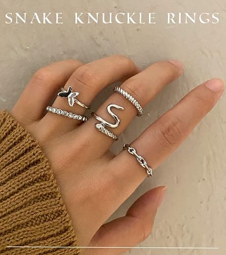 iF YOU 30 Pcs Gold Knuckle Rings Set for Women, Vintage Stackable Cute Finger Midi Rings, Fashion Simple Silver Rings Pack Jewelry for Women Gift thumbnail 2