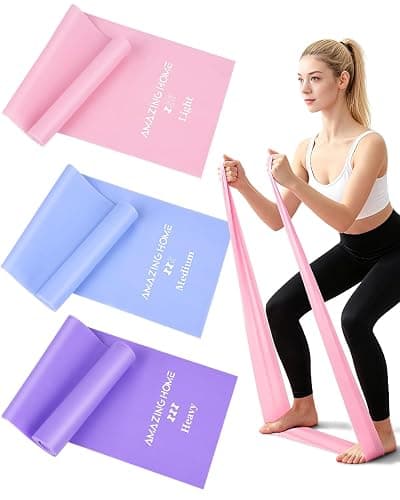 AMAZINGCRAFT 1.5m Resistance Bands, Set with 3 Resistance Levels, Exercise Band for Yoga Pilates Gym Fitness, Exercise Bands Resistance for Women, Ideal for Strength Training & Stretching - Image 1