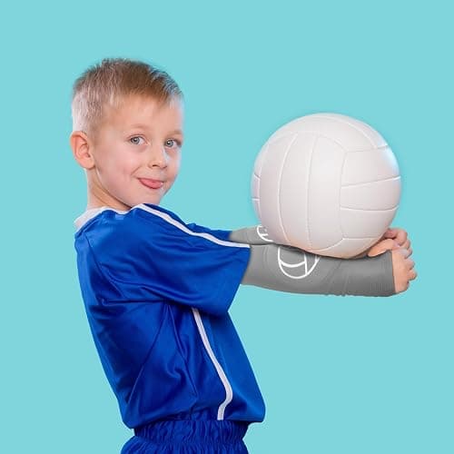Sosation 3 Set Volleyball Arm Sleeves and Knee Pads for Kids Soft Forearm Sleeves with Protection Pad Thumbhole Volleyball Accessories for Training Youth Girls Boys 5-8 Years Old thumbnail 6
