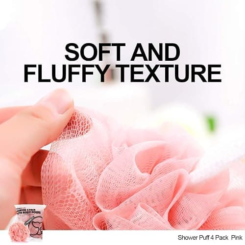 Loofah Sponge Bath Sponge for Women Men 4 Pack (Pink) thumbnail 3
